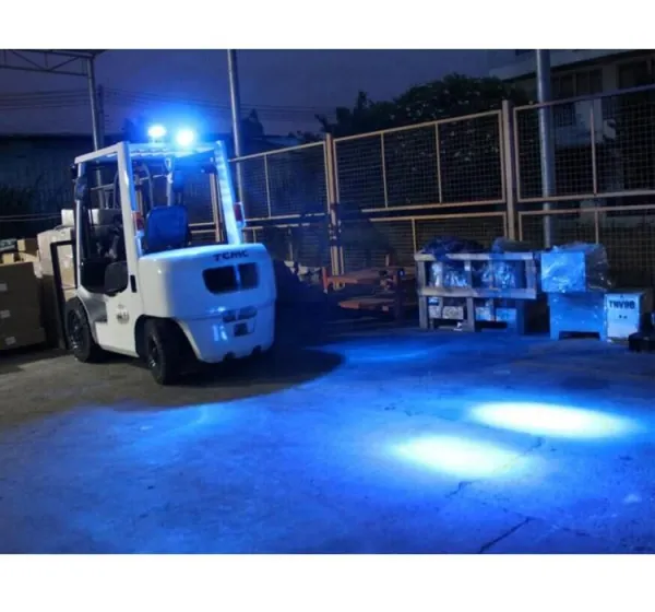 blue light on forklift